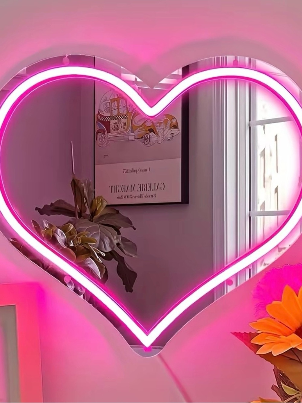 NEW Heart Shaped Mirror with Neon LED Lights